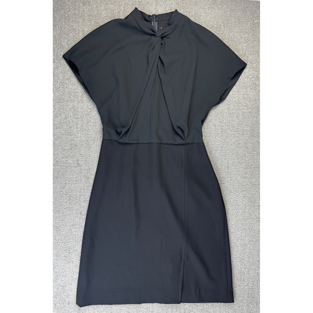 MM.LaFleur Dress 10 Black Twist Neck Sheath Career Classic Professional Chic
